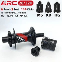 ARC MT009 BOOST MTB Bike Hub Bicycle Hubs 6 Pawls 114T 148x12MM 110x15MM 100x15MM 32H 28Hole HG XD MS for 8 9 10 11 12 Speed