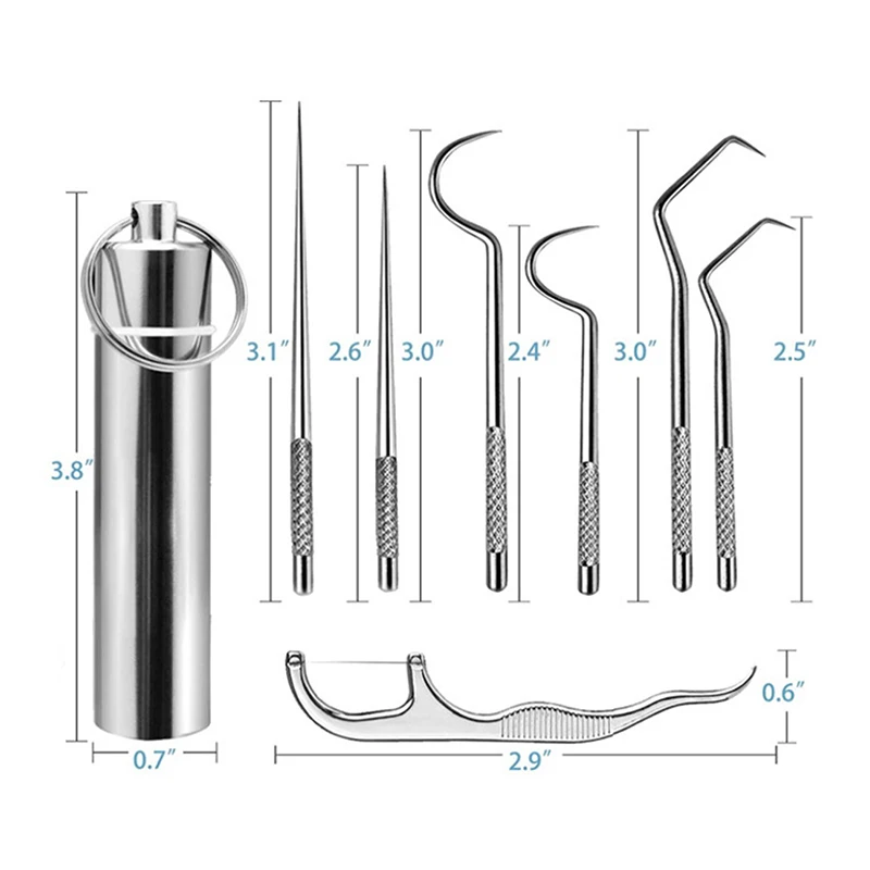 304 Dental Tools Set Flossing Tooth Picking Tool Oral Hygiene Tartar Removal