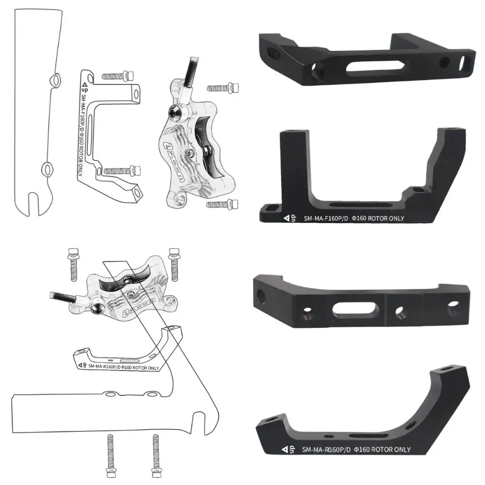 Black Disc Brake Mount Adapter Ultralight Front/Rear Brake 160mm PM/IS Converter Flat Installation Rotor Exchange Bracket