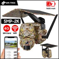 5MP 2K 4G Low Power Hunting Wildlife Solar security CCTV PIR Camera PTZ Night Vision Outdoor Wireless IP Surveillan Trail Cam