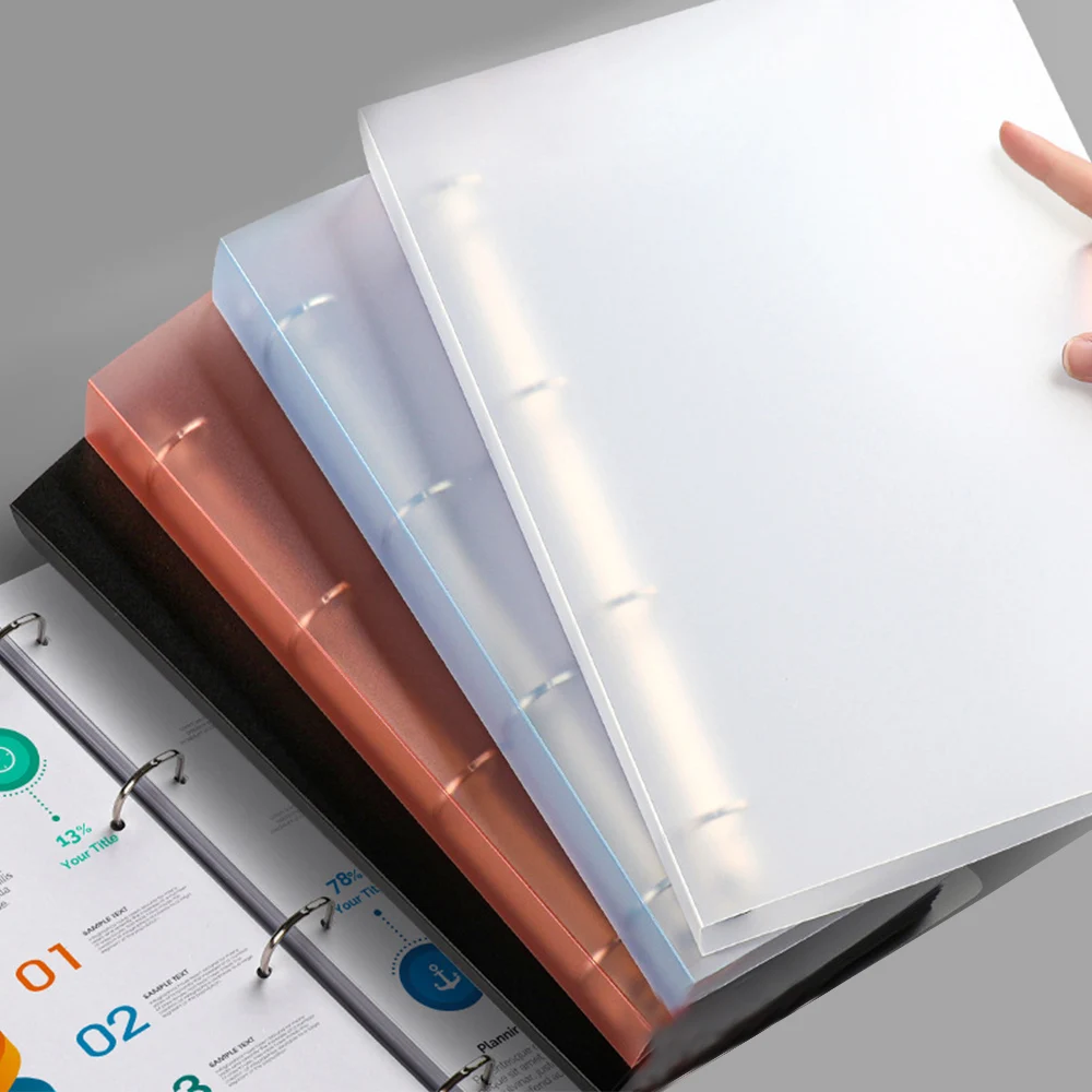 A4 4-hole D-type PP File Folder Transparent Binder Folder Office Paper Data Storage Detachable Large Capacity Perforated Folders