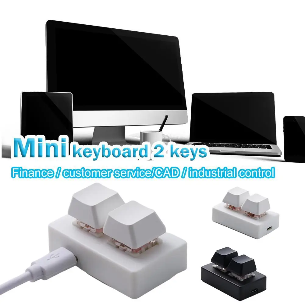 HID Standard Keyboard Game Custom 2-Key Mini Macro Pad Mechanical Keypad for Copy/Paste/Cut, DIY Programming HID Keyboard