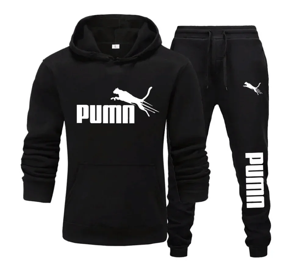 

New autumn and winter men's pullover hoodie + pants 2-piece fashionable and trendy fitness jogging casual sportswear set
