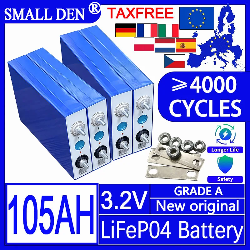 

Новый 3,2 В 105 Ач Lifepo4 аккумуляторная батарея DIY 12 В 24 В 48 В солнечная батарея подходит для электрических народных погрузчиков лодка тележка для гольфа
