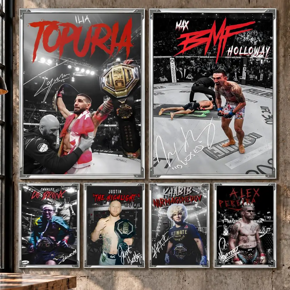 Sports UFC MMA Fighting Champions Poster HD Self-Stick Wall Decor Bedroom Dorm Office Gaming Garage Bathroom Gift