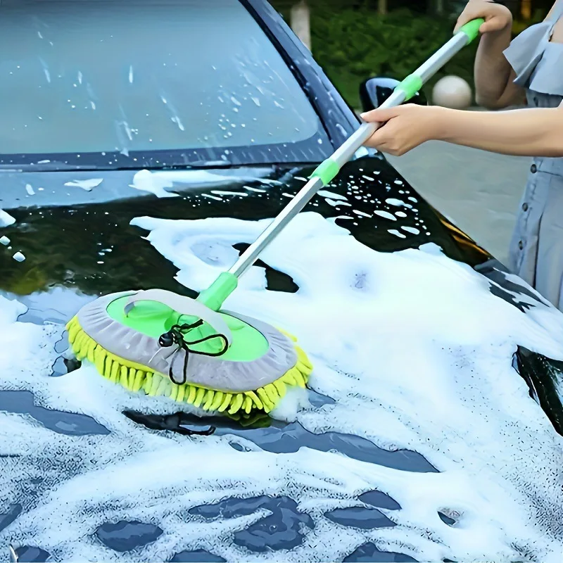 

Car Washing Mop Cleaning Brush Telescopic Long Handle Cleaning Mop Chenille Care Detailing Mop Brush Car Cleaning Tools
