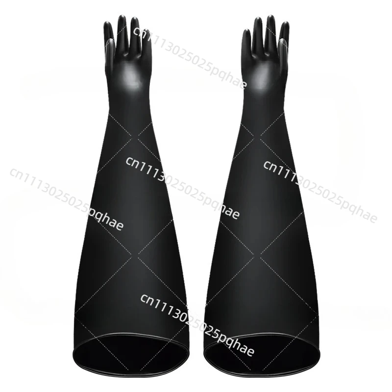 0.8-1.2mm Thick Black Butyl Rubber Gloves Acid Alkali Resistant For Battery Lab Glove Box Vacuum Use