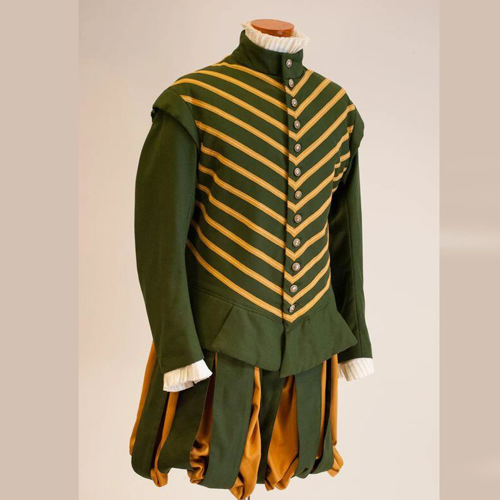 

16th Century Tudor Elizabethan Warrior Costume Green Outfits Medieval Renaissance Mens Tudor Ball Gown Custom Made