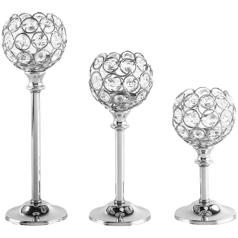 Electroplated FOR CRYSTAL Style Candlestick Set 3-Piece for Wedding Ceremony Decor for hotel Interior Design Home Candle