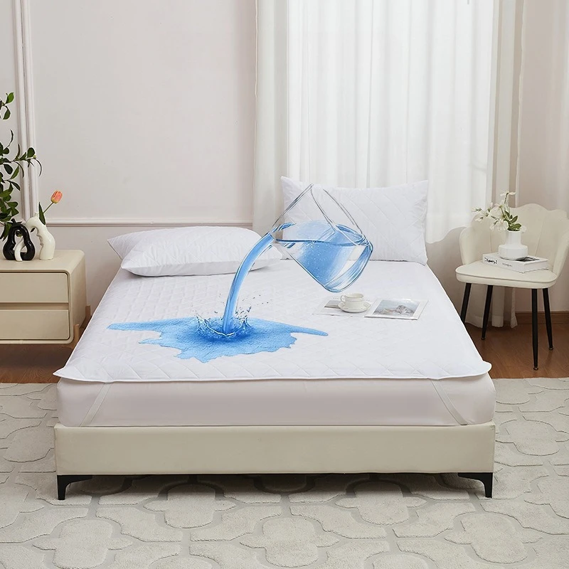 Solid Color Waterproof Quilted Fitted Sheet Thicken Breathable Non-Slip Dustproof Mattress Protector Twin/Full/Queen/King Bed