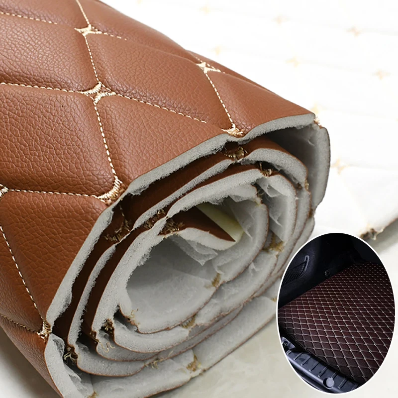 

45*160cm Embroidery PVC Synthetic Leather Fabric for Car Floor Mat Seat Decorative Fabrics Sofa Bag DIY Craft Accessories