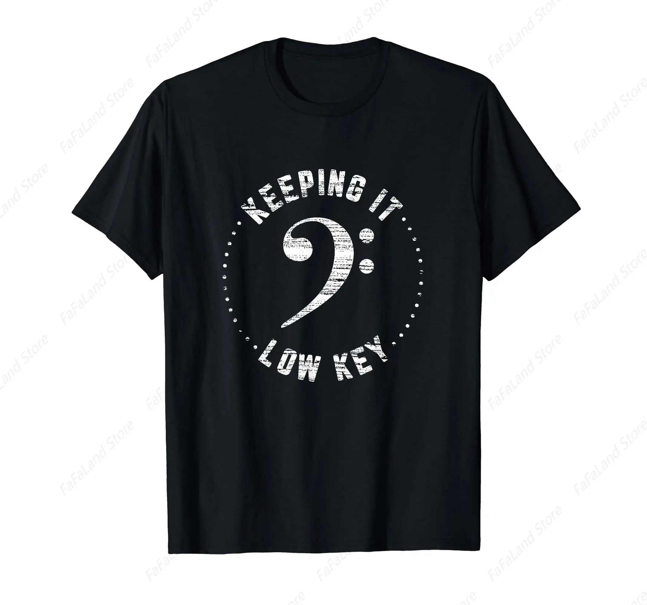 Bass Clef Music T-Shirt Keeping It Low Key Musician Humor T-Shirt for Men Women