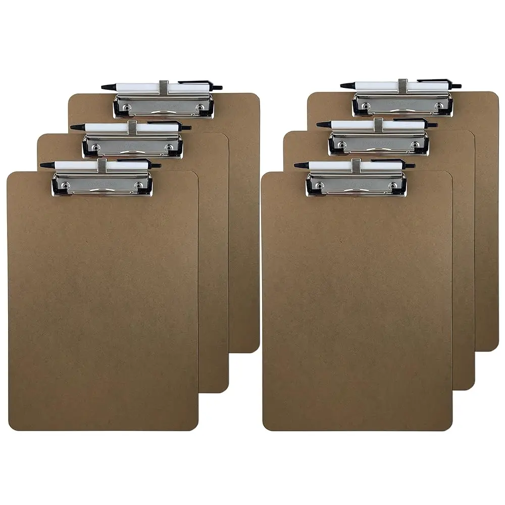 

Pen Holder Clipboard, Letter Size, Low Profile Clip, Hardboard, 6-Pack (Pen Included)