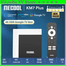 [Genuine]Mecool KM7 Plus Google TV Box Android11 Amlogic S905Y4 Netflix Google Certified ATV AV1 1080P 4K UHD 60pfs Media Player