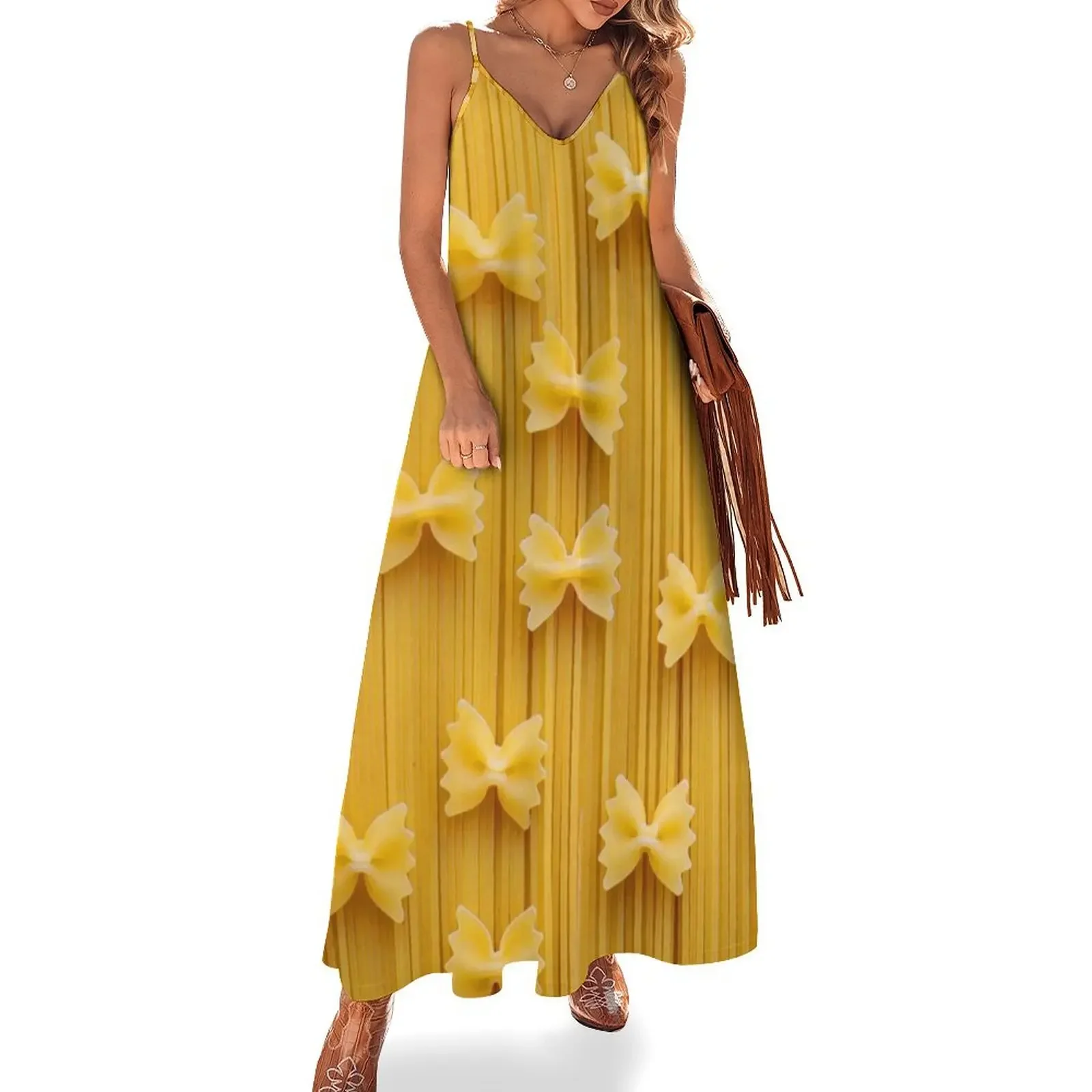 

Pasta pattern! Long thin pasta straws with pasta bows. Sleeveless Dress cocktail dresses women dress dress for women summer