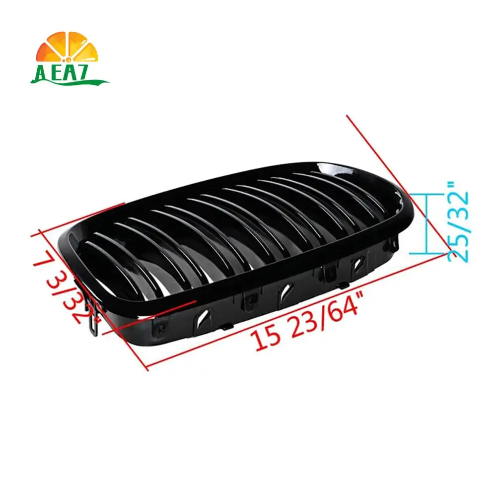 

AEA7-2Pcs Glossy Black Car Front Kidney Grille Grill For-BMW X5 E70 2007-2013 X6 E71 2008-2014