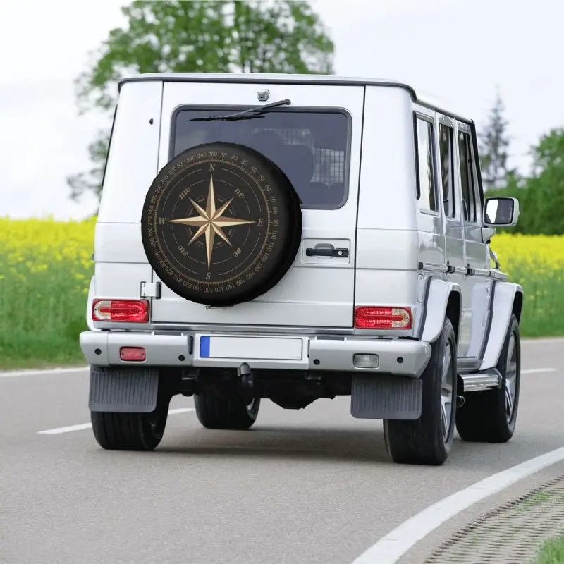 Custom Vintage Retro Compass Spare Tire Cover for Mitsubishi Pajero 4WD 4x4 RV Car Wheel Protectors 14\