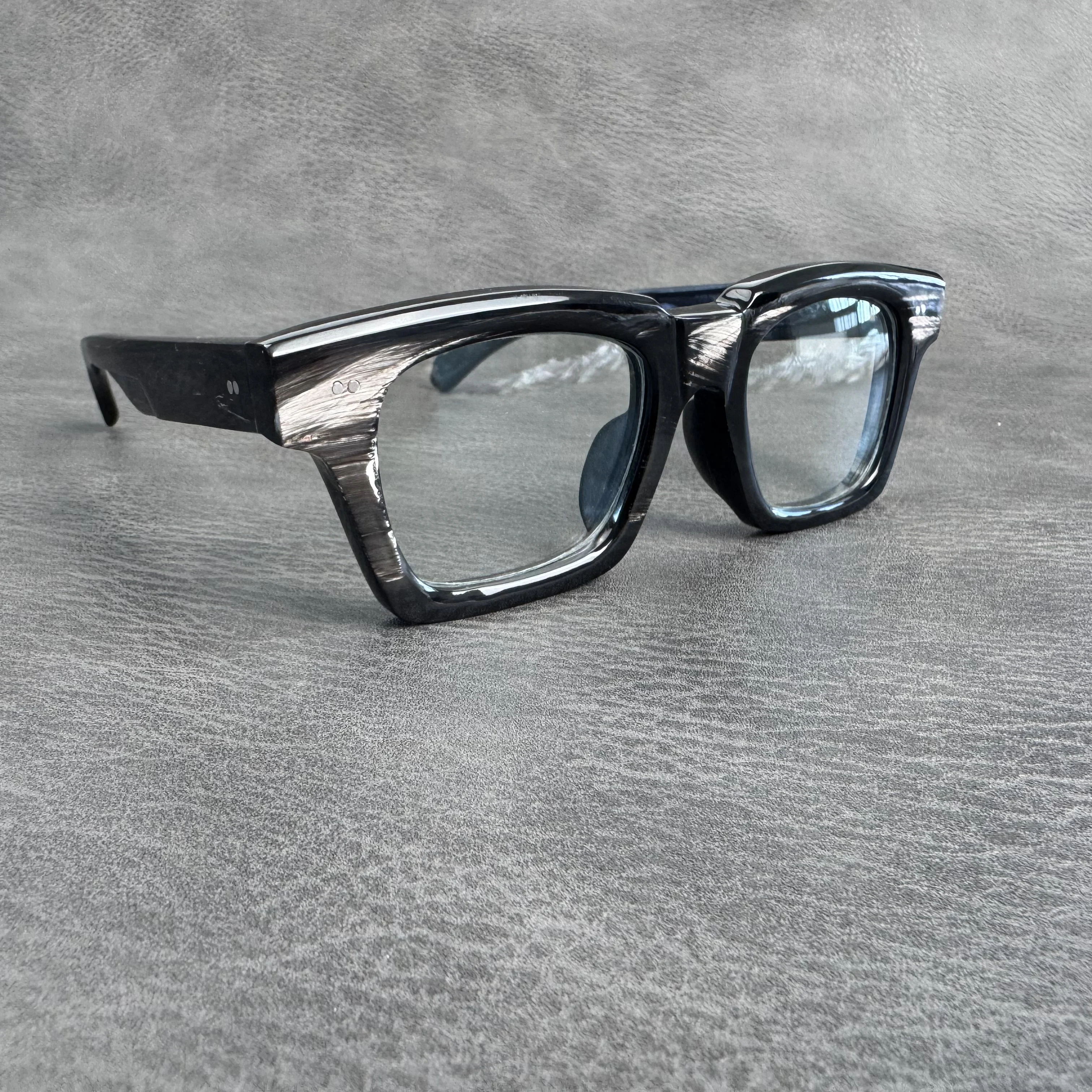 Eeyglass Frames Square Thick Vintage Stripes Handmade Buffalo Horn Prescription Eyeglasses Optical Lens Men's Glasses Frames - view 6