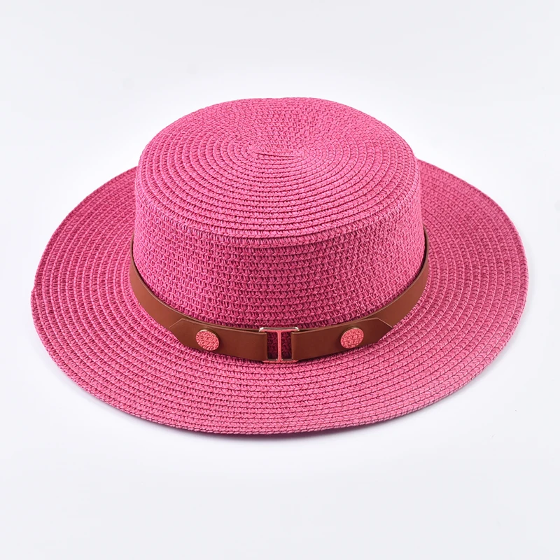 Sommer Damen Strohhut, modischer flacher Reise- und Strand-Sonnenhut, Chapeau Femme – Detail 10