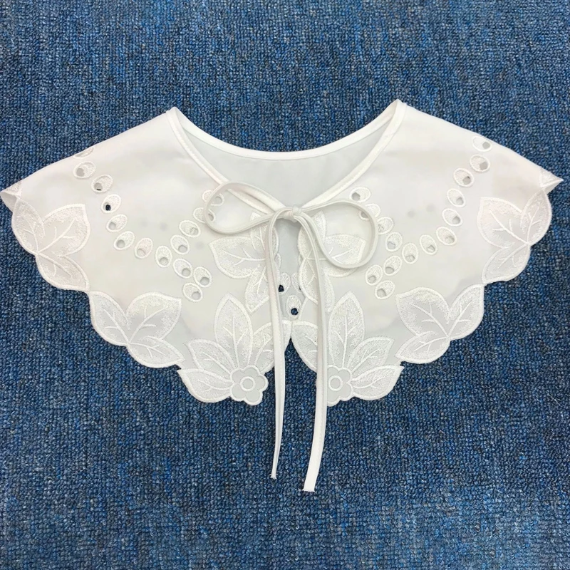 Detachable Half Shirt Fake Collar Embroidery Neck Ruff Dickey Mini Cape Necklace