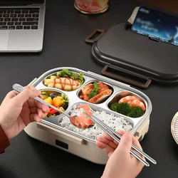 Electric Heated Lunch Box Insulation Bento Stainless Steel Food Heater Portable Bento Microwae Heating Food Container 50W