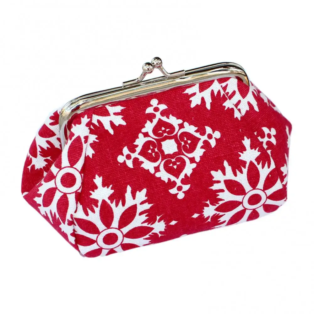 Vintage Fashion Women Wallet Mini Purse Flower Printed Canvas Card Holder Coin Purse Clutch Handbag Bag