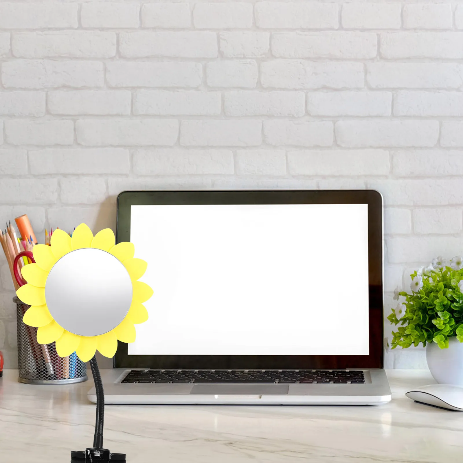 

Rear View Mirror Clip on for Desk Convex Cubicle Adjustable Yellow Computer Monitor Concave