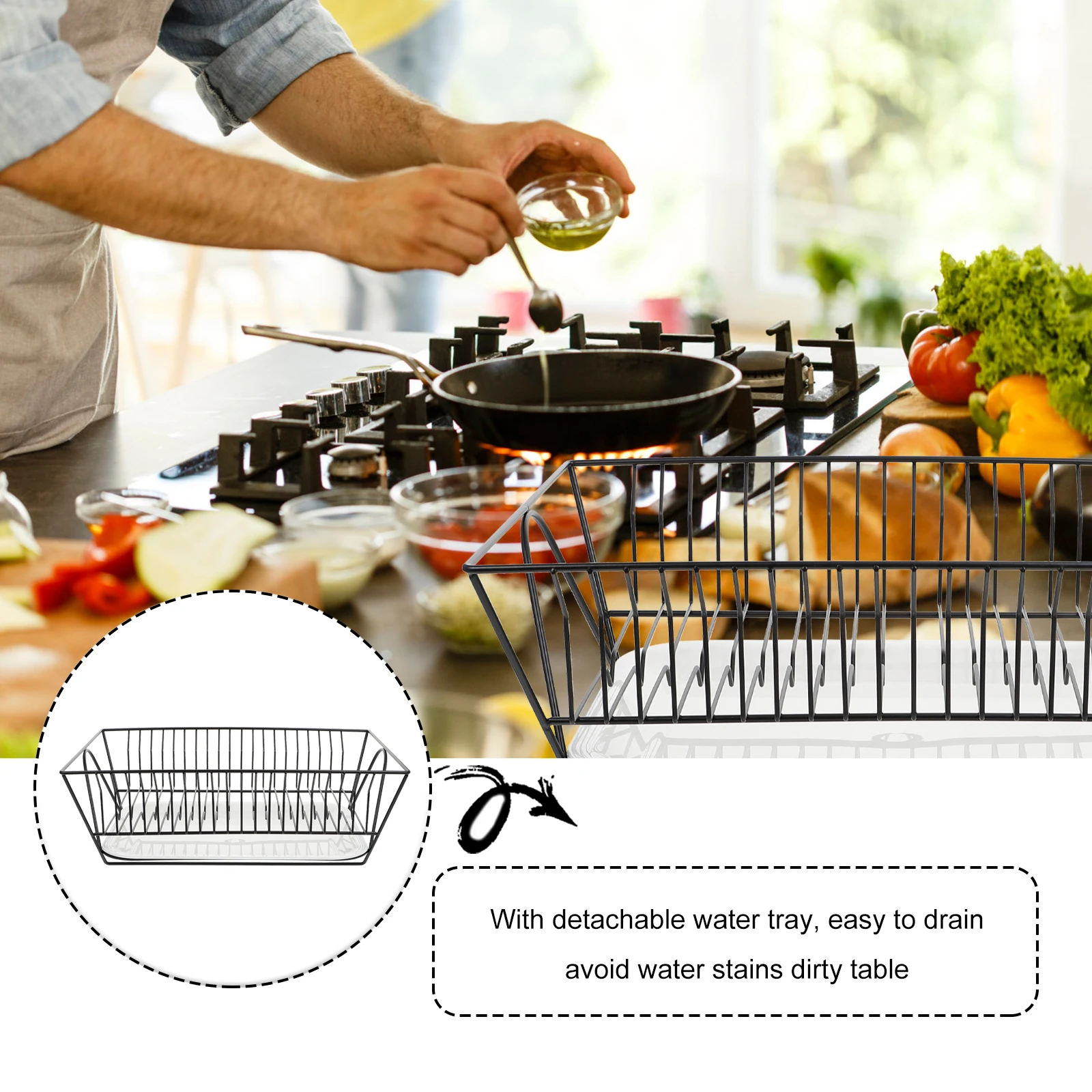 

1 set Kitchen Stainless Steel Plate Storage Shelf Draining Bowl Rack Countertop Organizer Drying Dishes Holder Household Storage