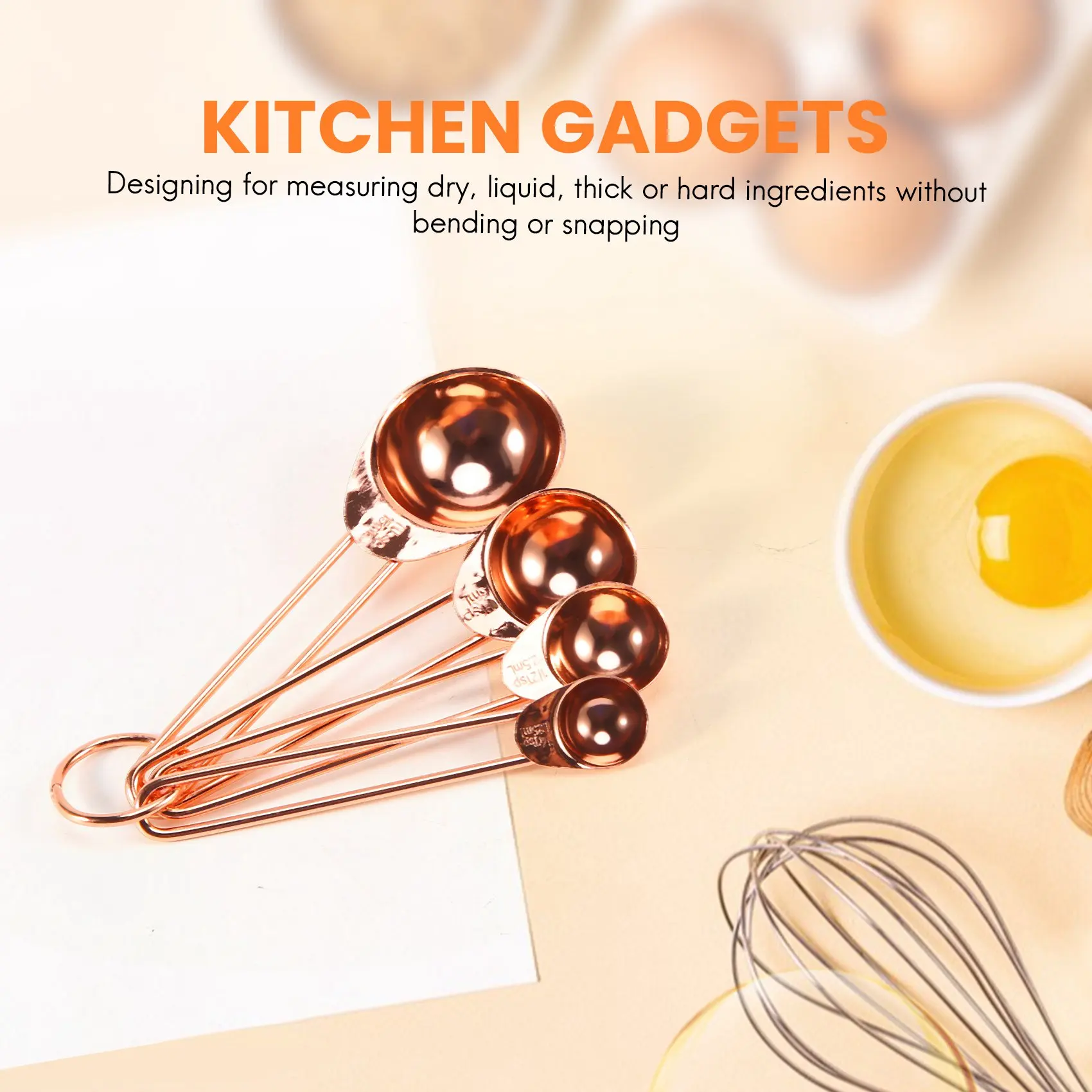 BAAJ-Rose Gold Stainless Steel Measuring Cups And Spoons Set Of 8 Engraved Measurements,Pouring Spouts & Mirror Polished For Bak