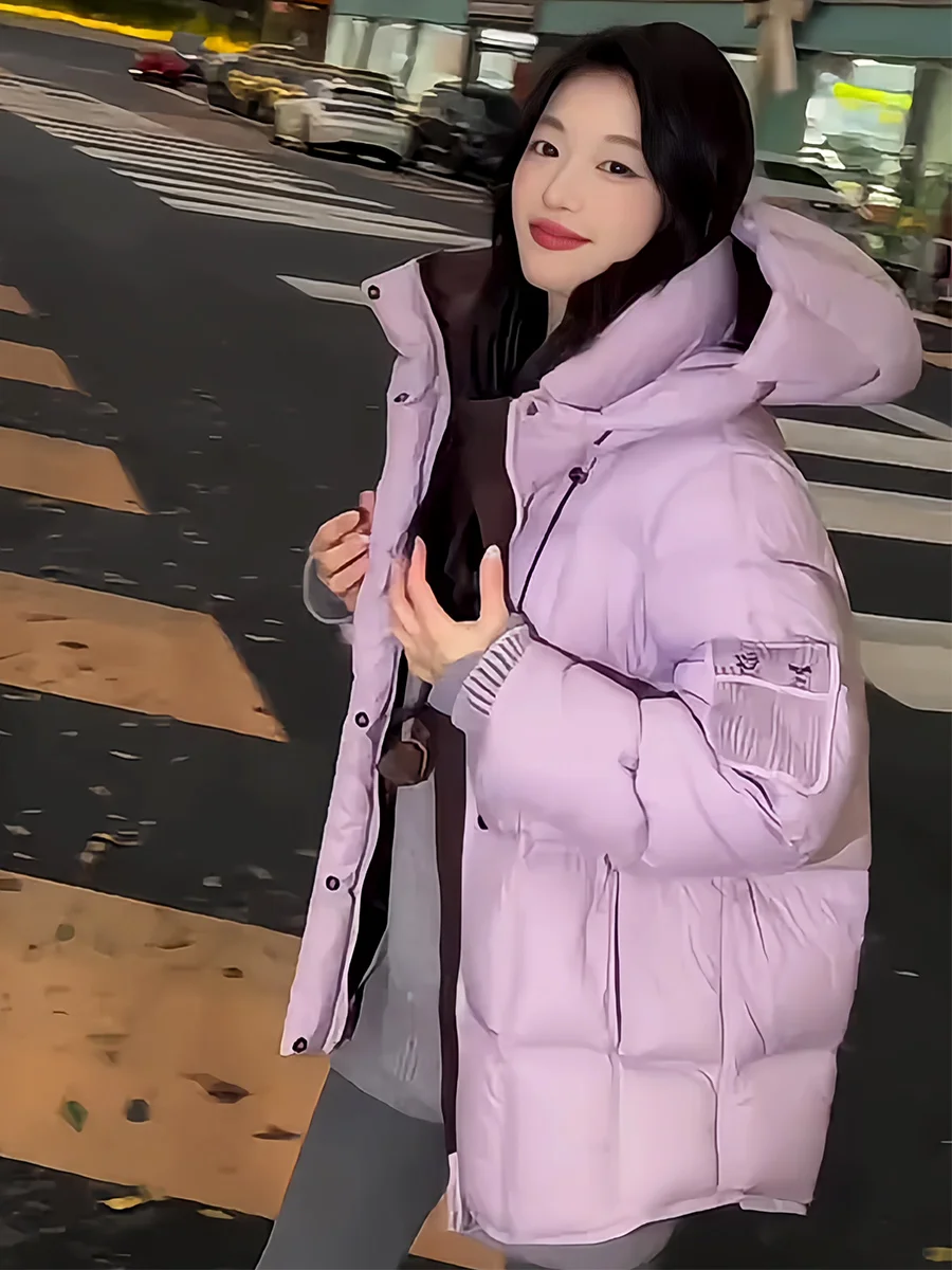 Púrpura Du down Puffer Jaet mujer invierno nuevo Sle 90% blanco Du pluma con capucha cálido adelgazante pan abrigo prendas de vestir exteriores