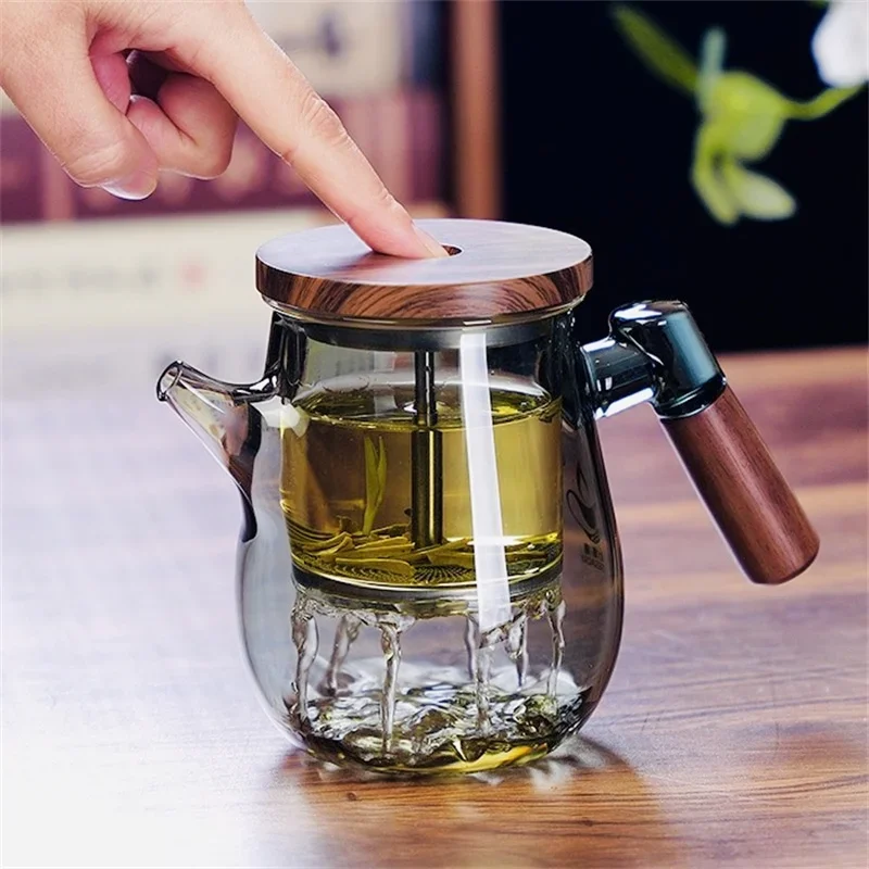 600ml One Tough Tea Filtering High Borosilicate Glass Teapot Lazy Household Brewing Tea Kettle Kung Fu Teaware Set