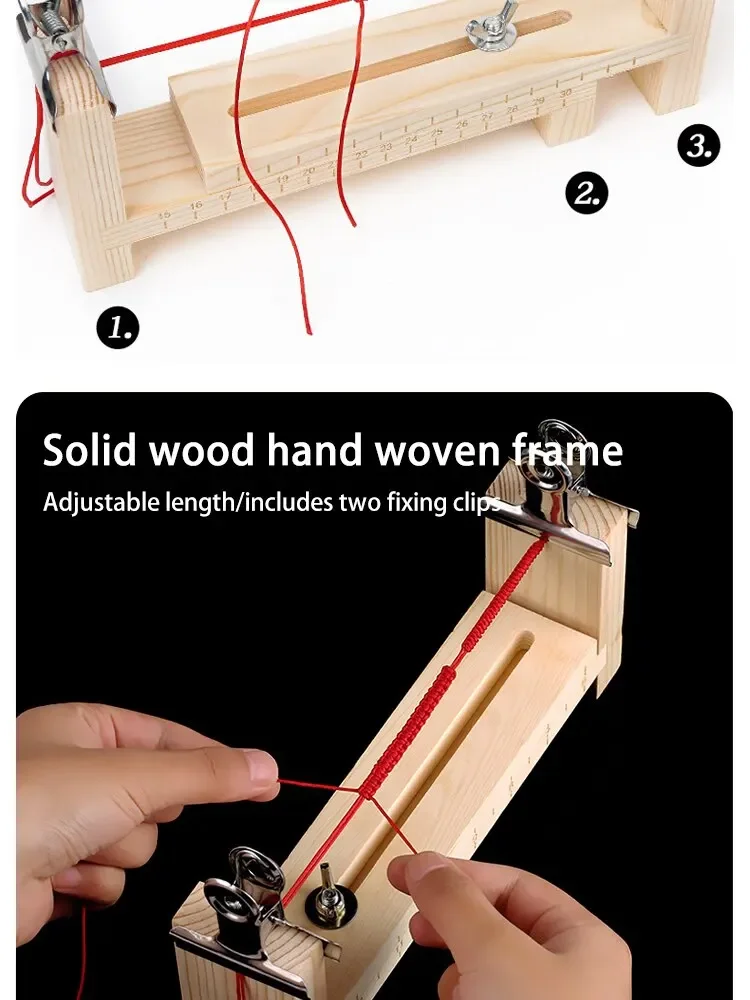 DIY Armband Rotes Seil Massivholz Flechtgestell Handgefertigte Fixierwerkzeuge Geflochtenes Seil Zubehör Fixierplatte – Detail 8