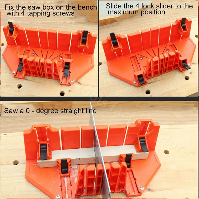 Miter Saw Box For 0/22.5/45/90 Degree Saw Guide Angle Tool Wood Cutting Clamping Miter Saw Cabinet Angle Cutting For Carpenter