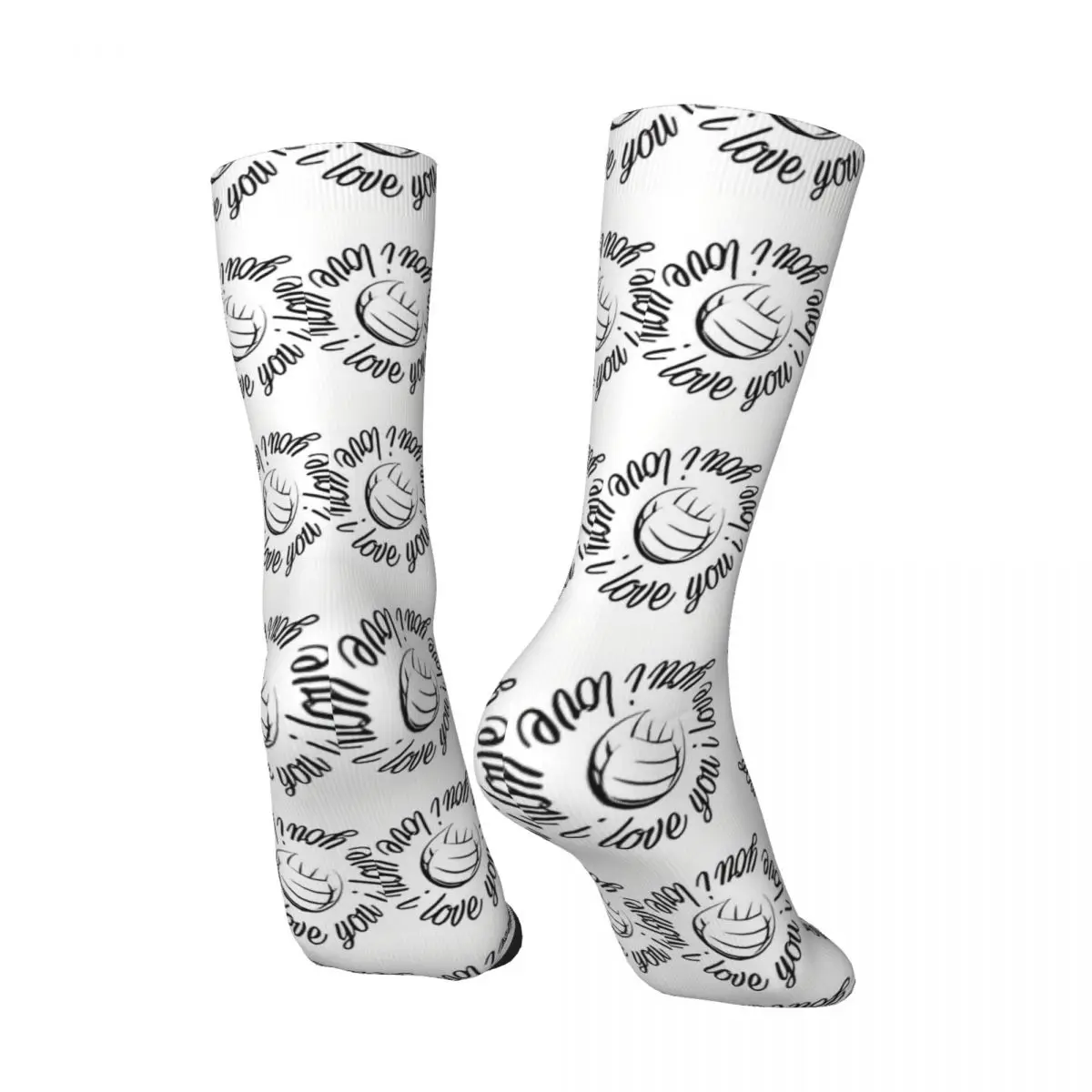 Vintage I Love You Volleyball Lovers Men's compression Socks Unisex Street Style Seamless Printed Novelty Crew Sock