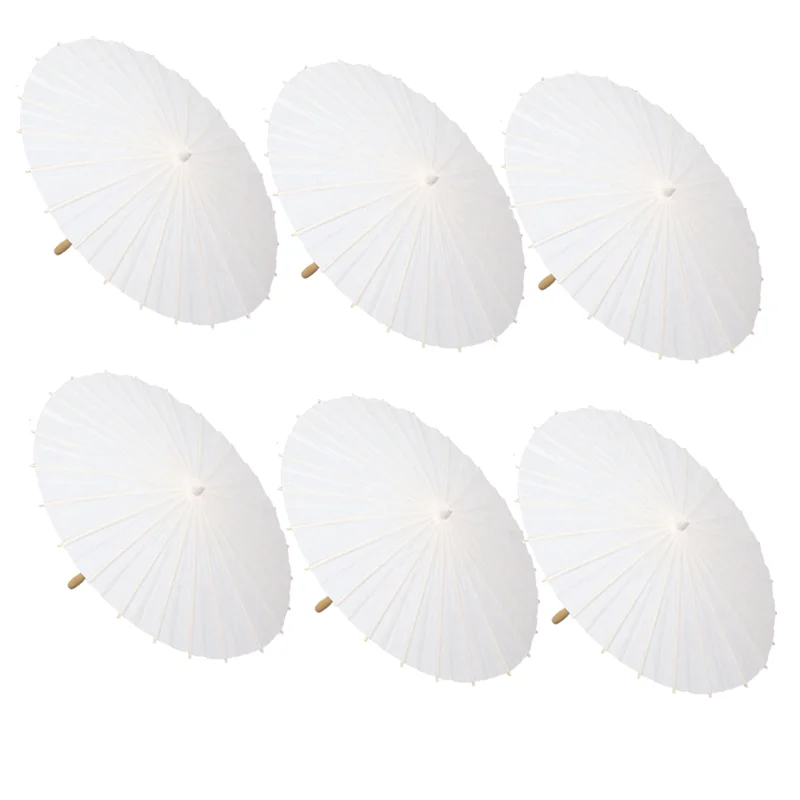 AB21-6PCS Paper Parasol Wedding Umbrella Party Favor 60cm Bamboo Umbrellas for Bridal Shower Centerpieces Photo