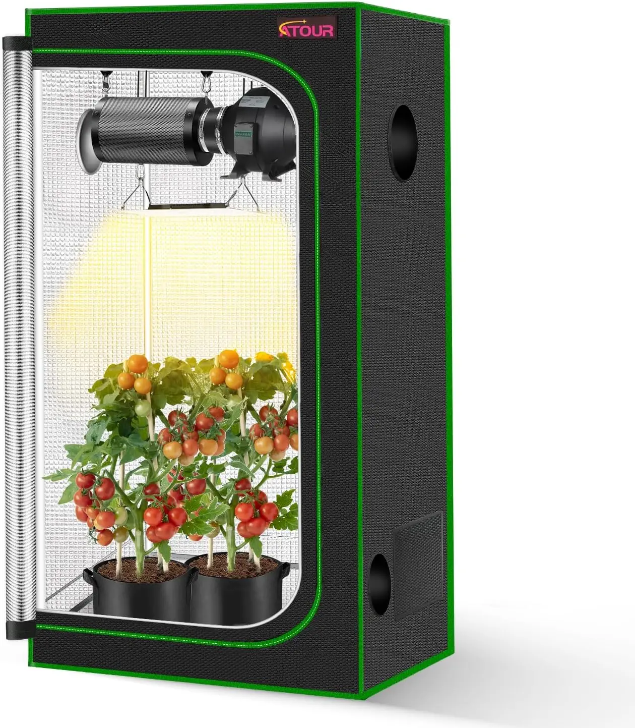 ATOUR 24”x24”x48” Grow Tent, Reflective 600D Mylar,Hydroponic Grow Tent with Observation Window