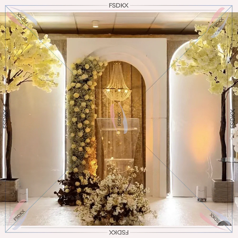 Luxury new design wedding backdrop arch white PVC acrylic arch panels 3D arch wall for events