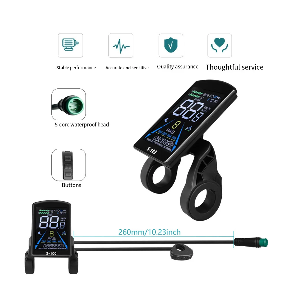 

Electric Bike LCD Display Instrument Panel 24V 36V 48V 60V 72V 5 Pin Waterproof Connector For S-100 Panel Screen 2 Protocol Part