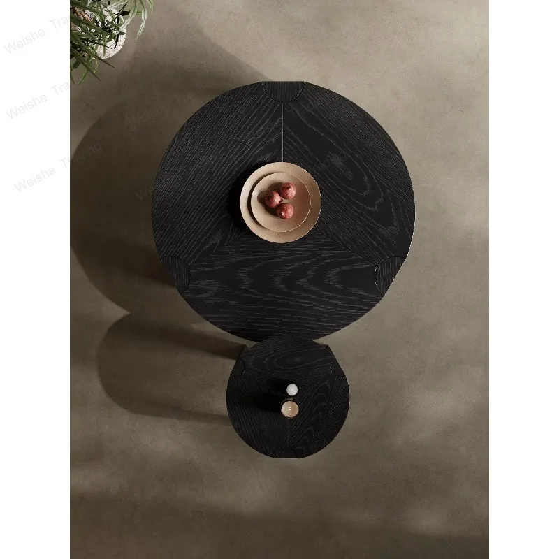 Medieval round solid wood spot coffee table wabi sabi living room small apartment coffee table balcony light luxury modern