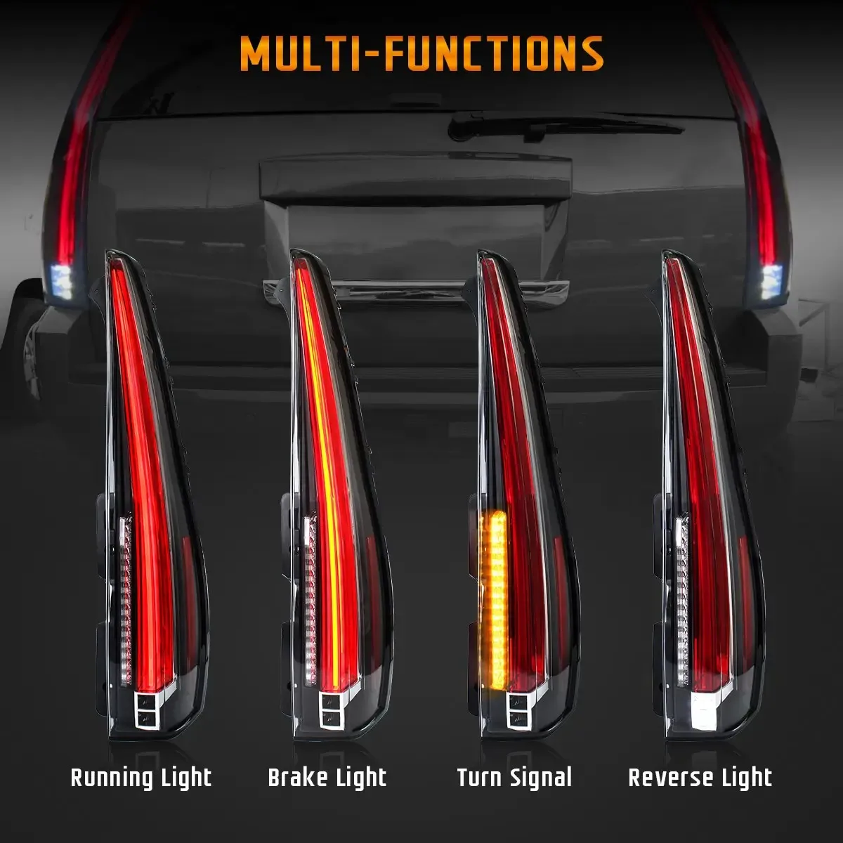 VLAND LED Tail Lights for GMC Yukon Chevy Tahoe Suburban 3rd Gen 2007–2014 W/ Start-up Animation Rear Lamps Assembly Set of 2