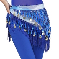 Women's Belly Dance Tassels Triangle Hip Scarf With Coin Sequins Colorful Waist Belt Triangle Skirt