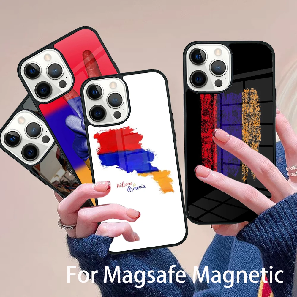 

Armenia Armenians Flag Phone Case Magesafe Magnetic Wireless Charge Cover For IPhone 16 11 12 13 14 15 Pro Max Plus Mini