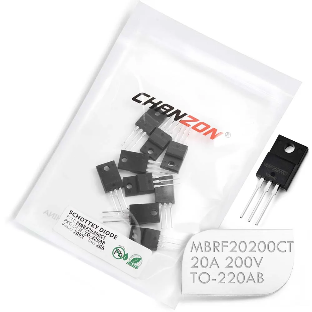 10 Pcs MBRF20200CT Schottky Barrier Rectifier Diodes 20A 200V TO-220AB TO-220 20 Amp 200 Volt MBRF20200 CT