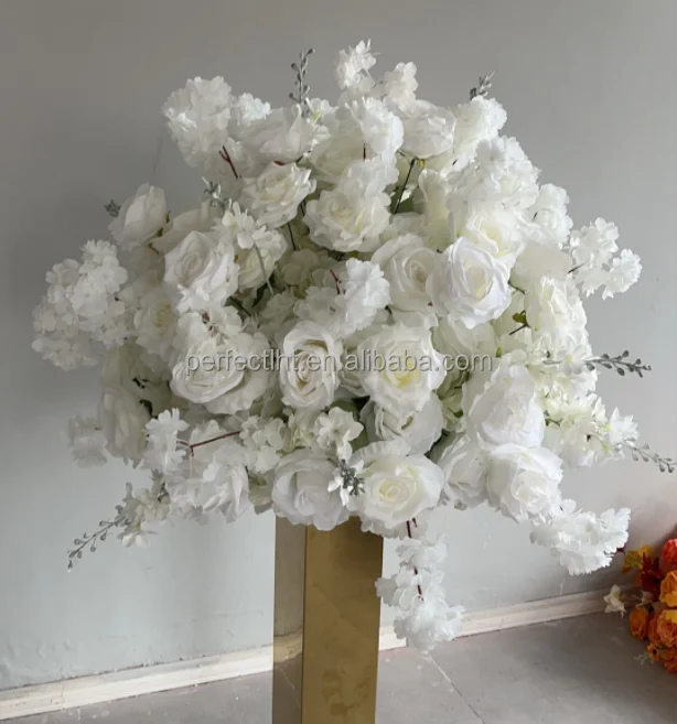 Aangepaste bruiloft decoratie 70cm witte zijden tafel decor kunstbloem bal bruiloft centerpieces