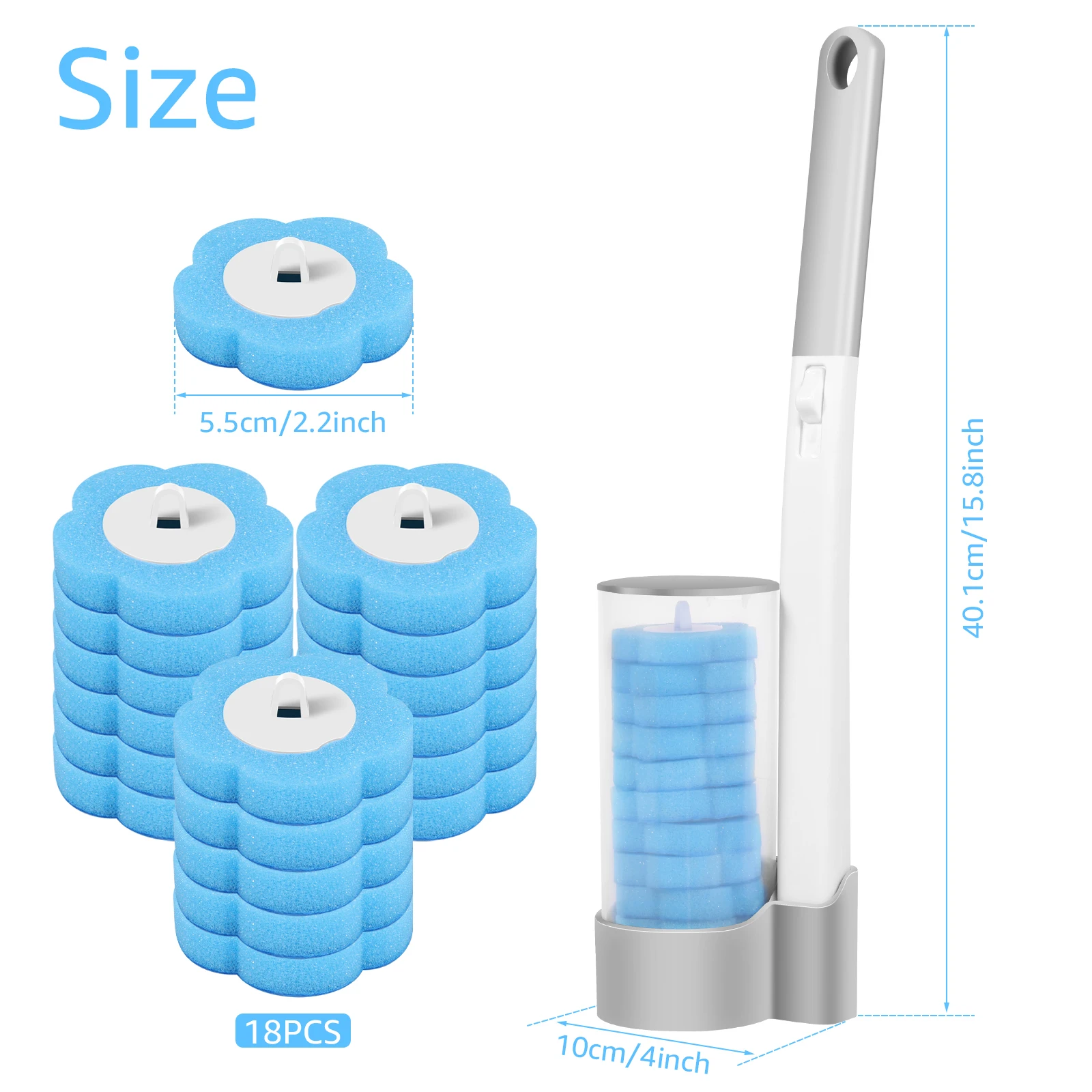 24/36Pcs Disposable Toilet Brush Long Handle Wall-mounted Wc Cleaning Tool Kit with Replaceable Brush Head Bathroom Accessories