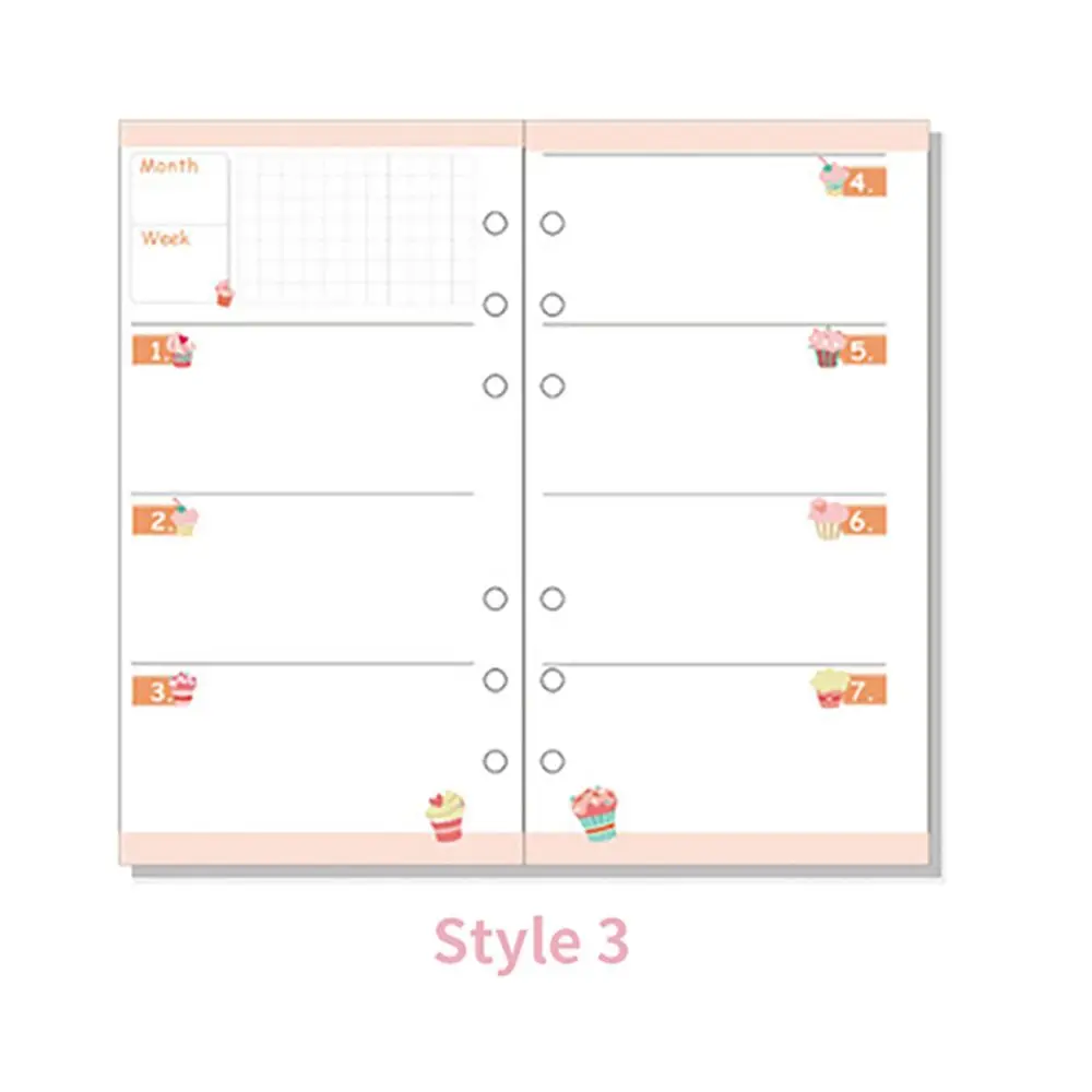 Students School Supplies Daily Planner A5 A6 40 sheet Weekly Paper Refill Binder Inner Pages Notebook Refill Loose Leaf