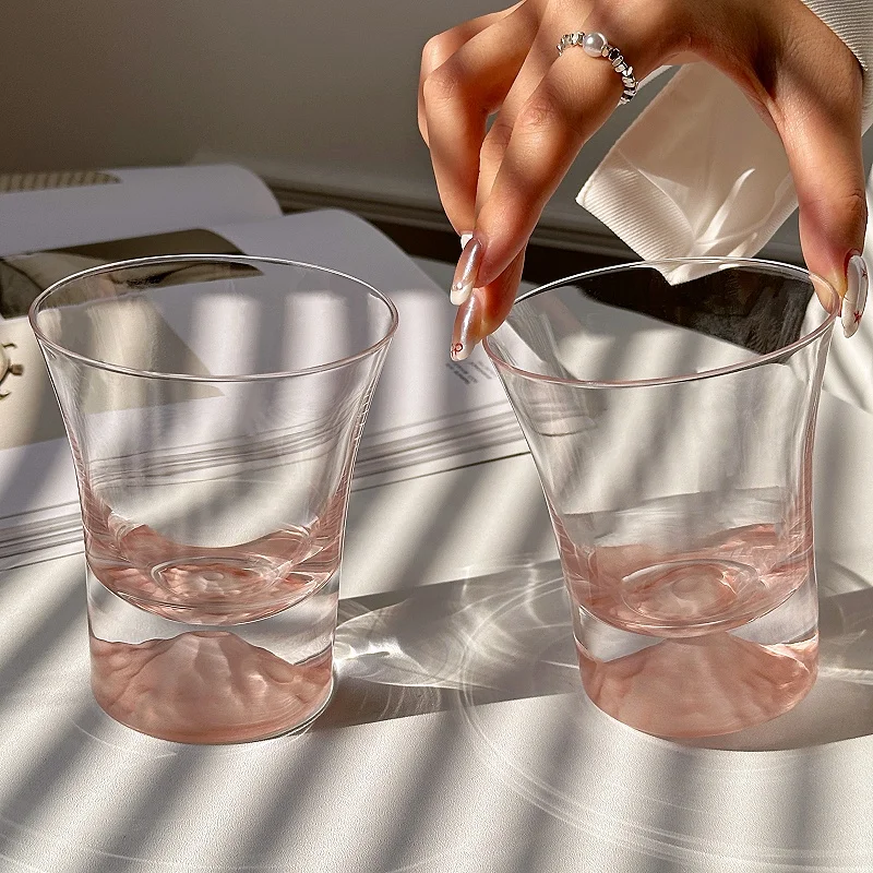 

Mount Fuji waist pink mountain observation cup ins style coffee high-end glass whiskey glass foreign wine cup