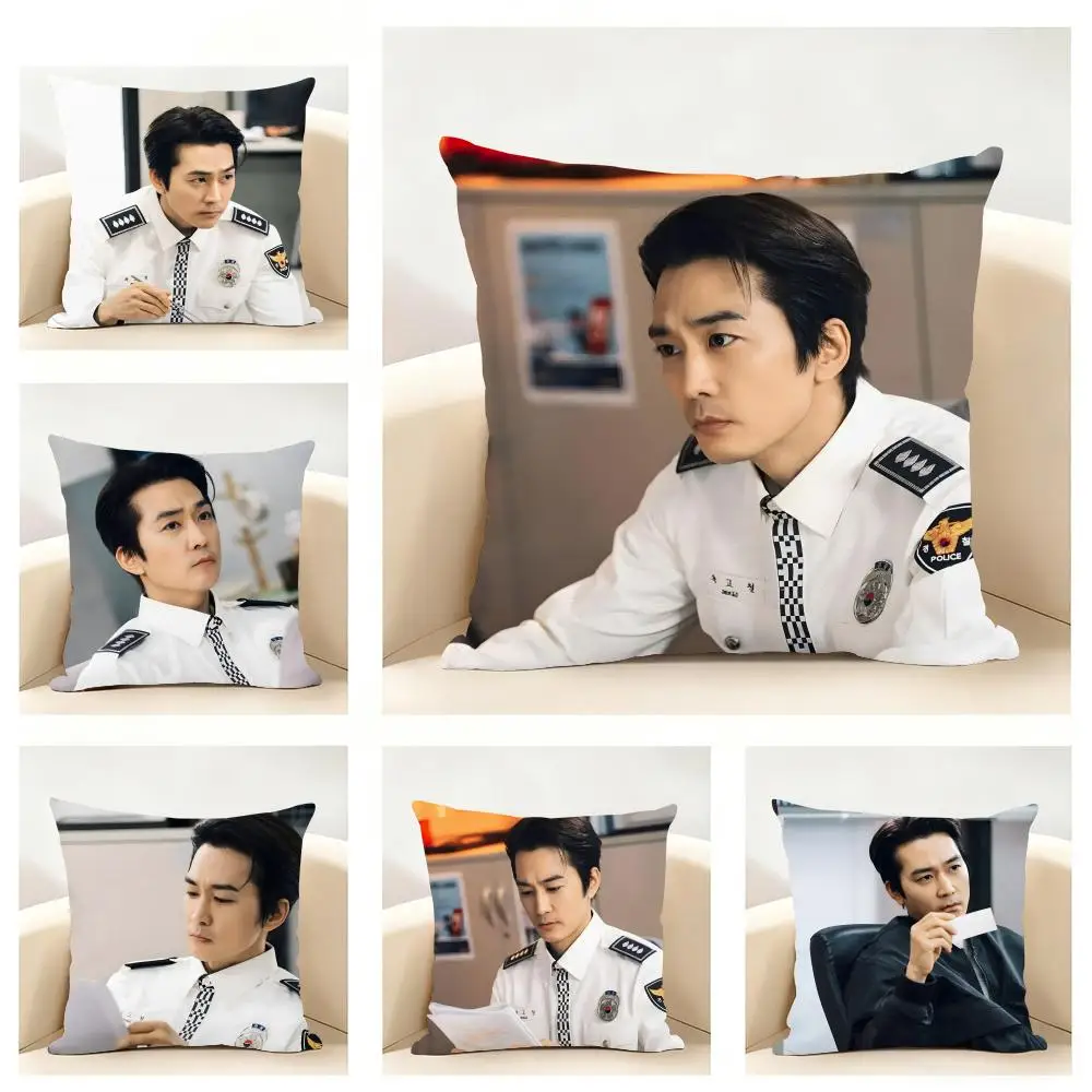 Famous Korean Actor Seung-heon Song Cushion Cover Linen Pillowcase Soft  for Sofa Bed Home Room Decor
