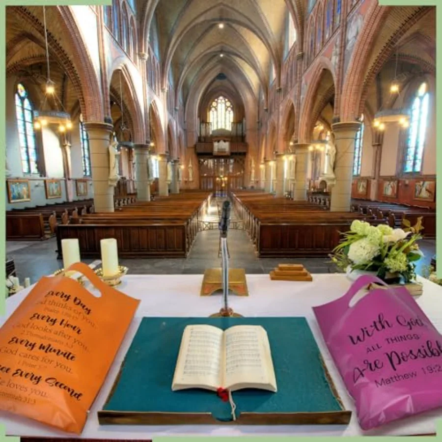 200 bolsas de regalo religioso para iglesia, bolsas de plástico a granel con asas, bolsas para versículo de la Biblia, regalo de dulces cristianos, Ideal para la madre