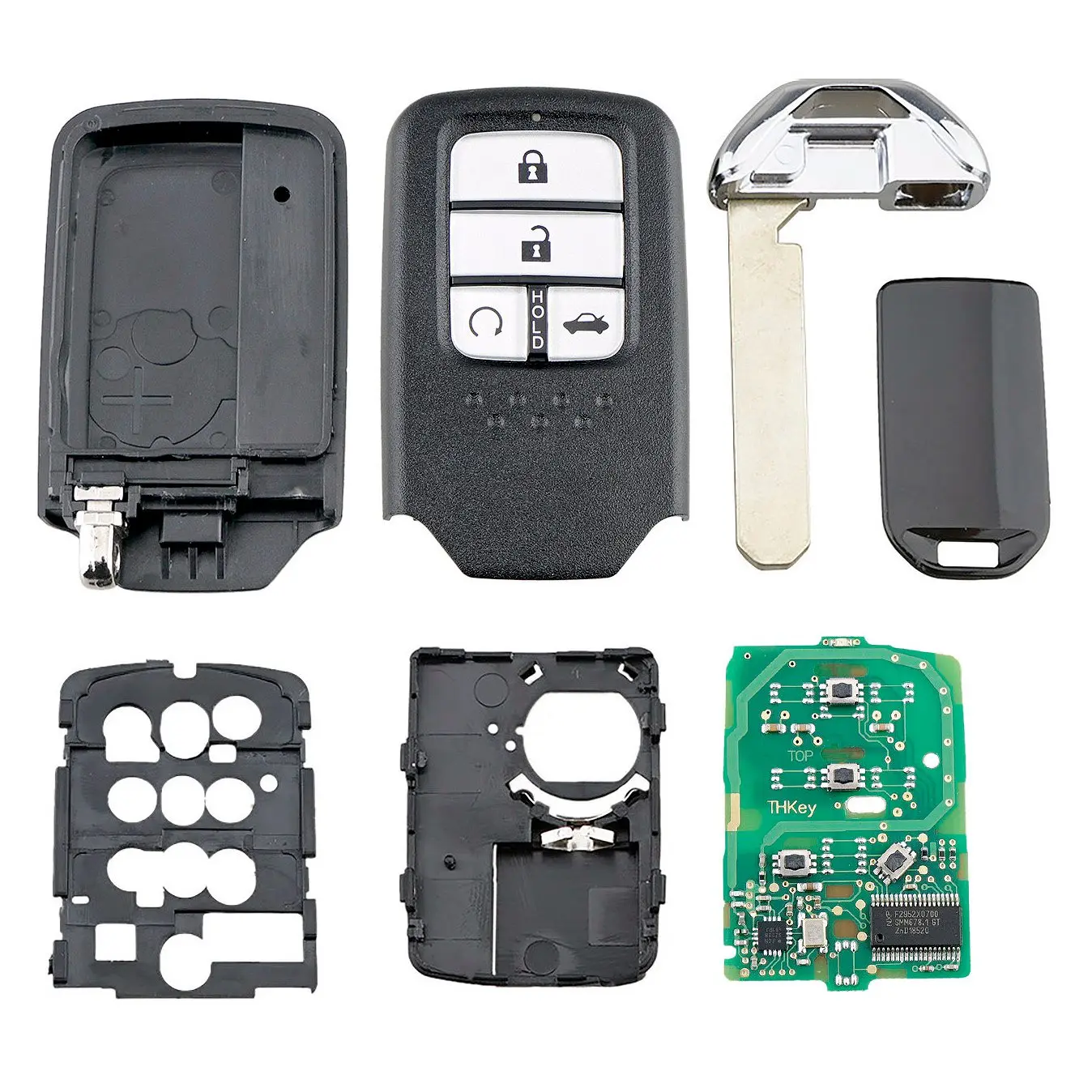 Chave remota inteligente do carro, 4 botões, 433MHz, chip ID47, ajuste